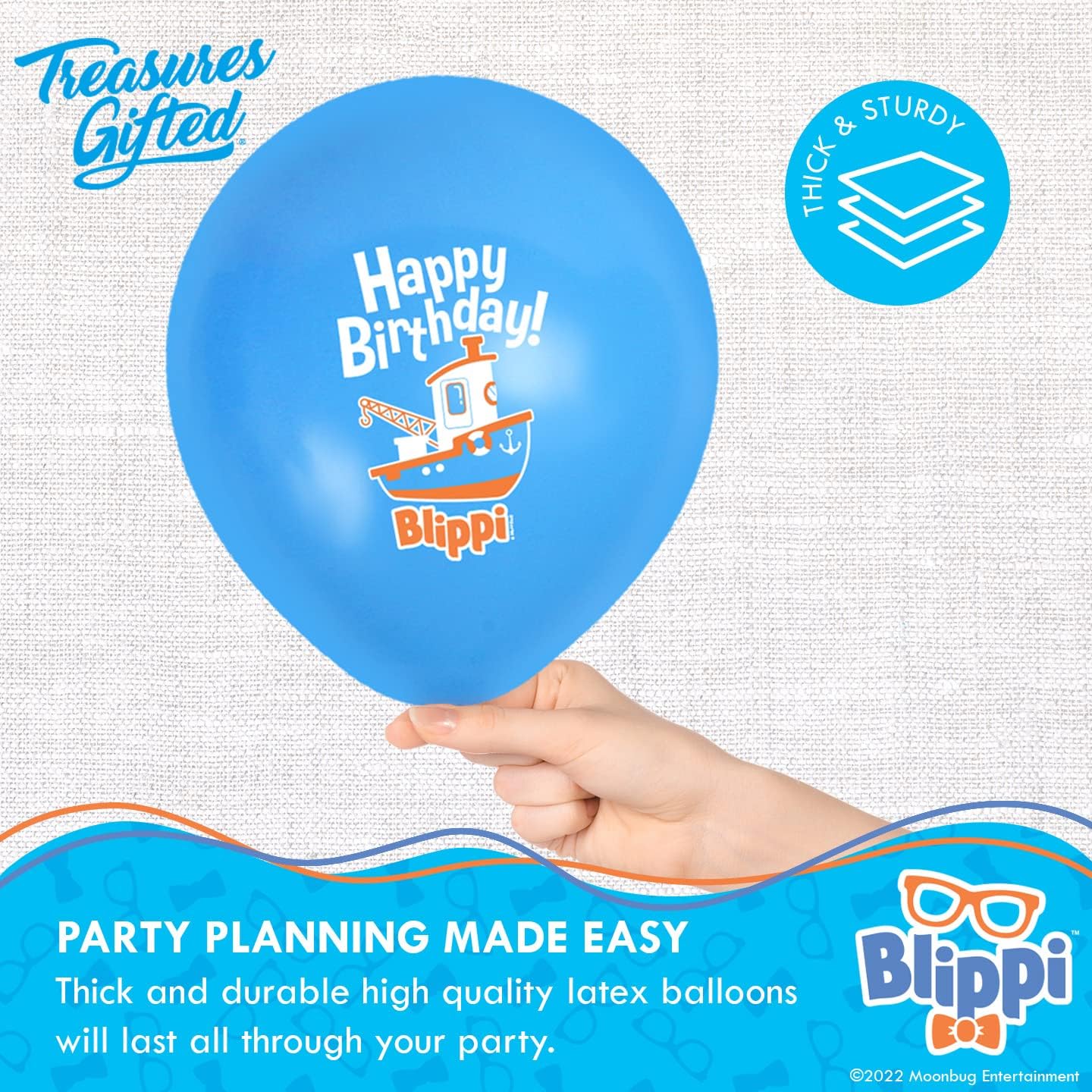 Treasures Gifted Blippi – Paquete de 24 globos de cumpleaños de Blippi, globos de látex Blippi, globos Blippi de 12 pulgadas, naranja, azul y