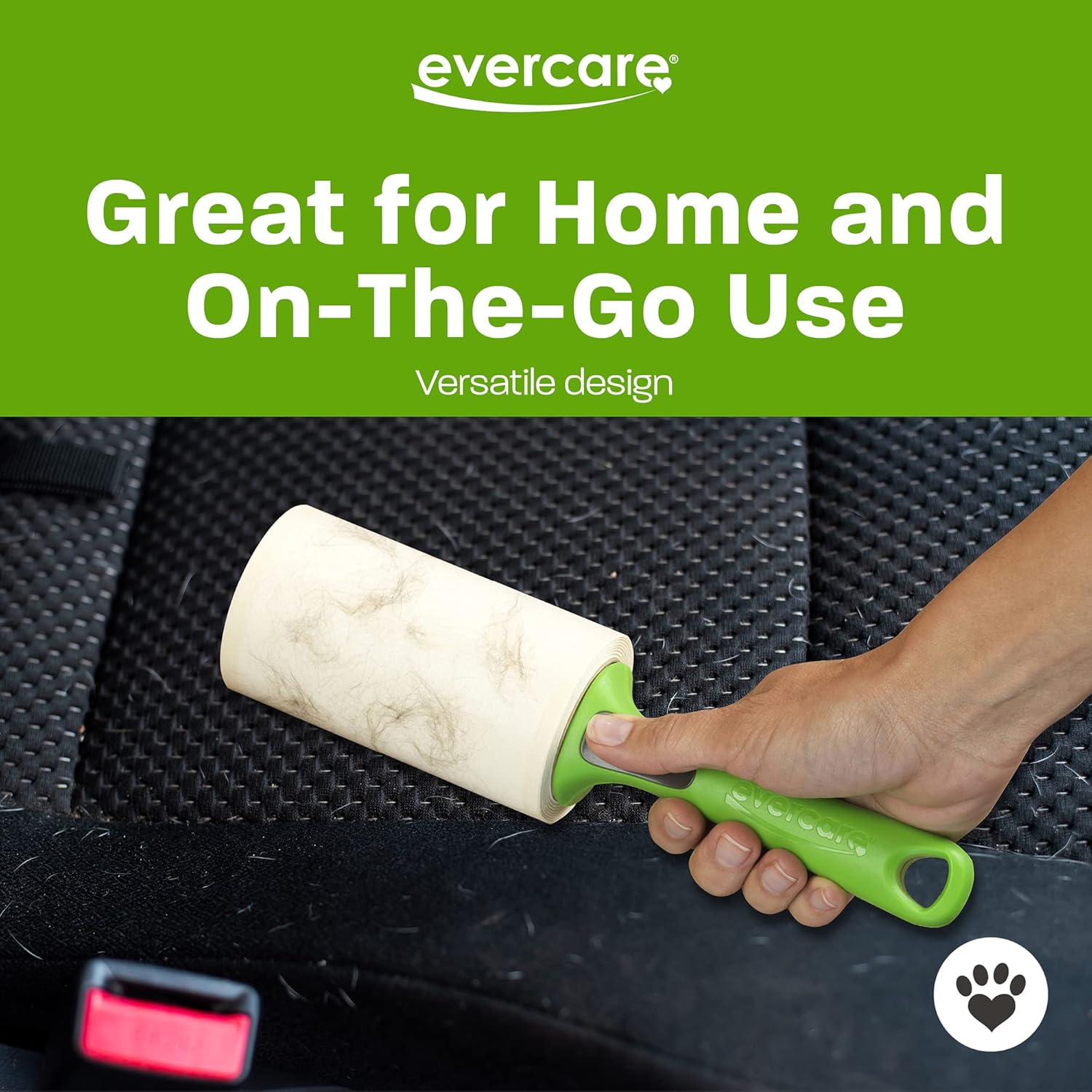 Evercare Pet Extreme Stick – Rodillo de pelusa recargable gigante, 60 hojas, color verde