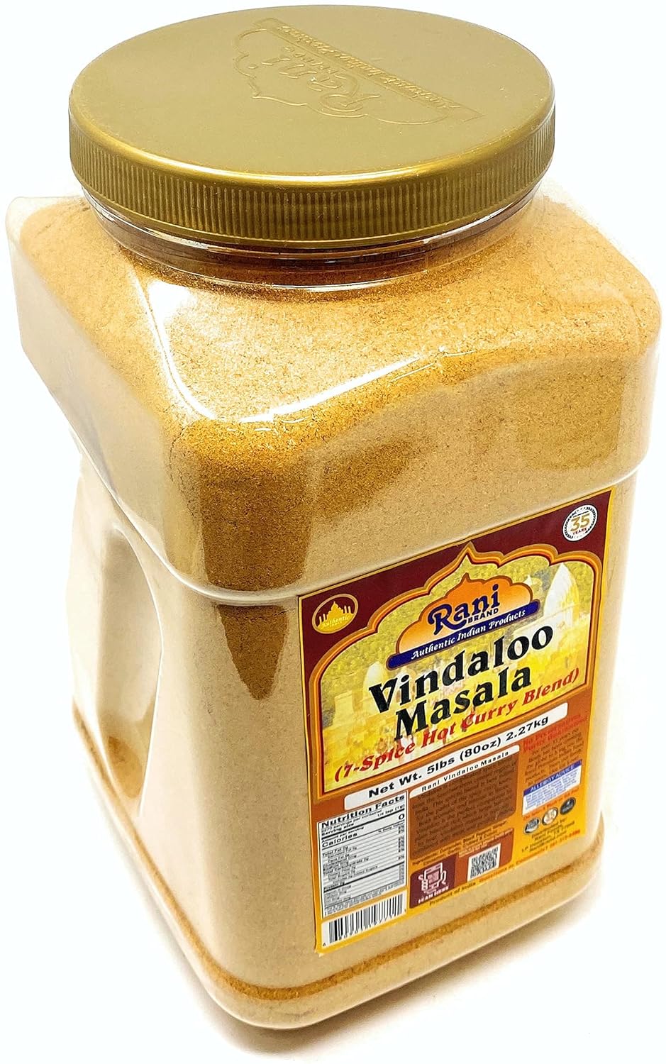 Rani Vindaloo Curry Masala Mezcla de especias indias 80 onzas (5 libras) 5.0 lbs tarro de PET a granel  Todo natural  Sin sal  Vegano  Apto para
