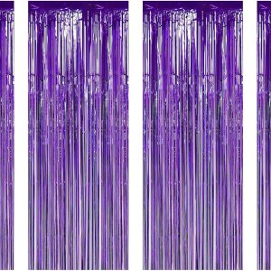 Muhome Cortinas de flecos de papel de aluminio morado, 4 cortinas de puerta de oropel de 3.28 x 8.2 pies, telón de fondo de flecos morados para Muhome Cortinas de flecos de papel de aluminio morado, 4 cortinas de puerta de oropel de 3.28 x 8.2 pies, telón de fondo de flecos morados para