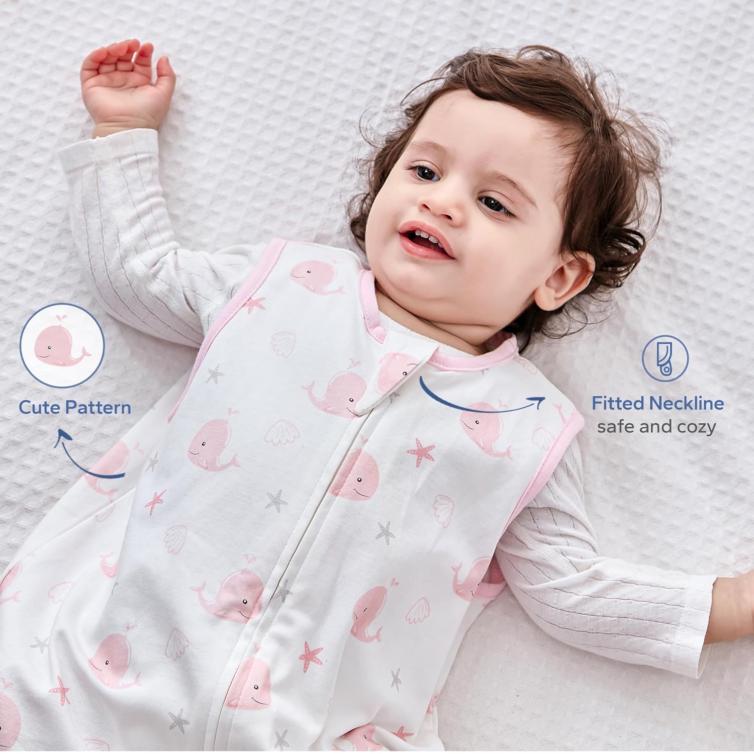ZIGJOY Saco de dormir para niños pequeños con pies, 0.5 TOG, saco de dormir para bebé de 24 a 36 meses, 100% algodón, ligero, saco de dormir para