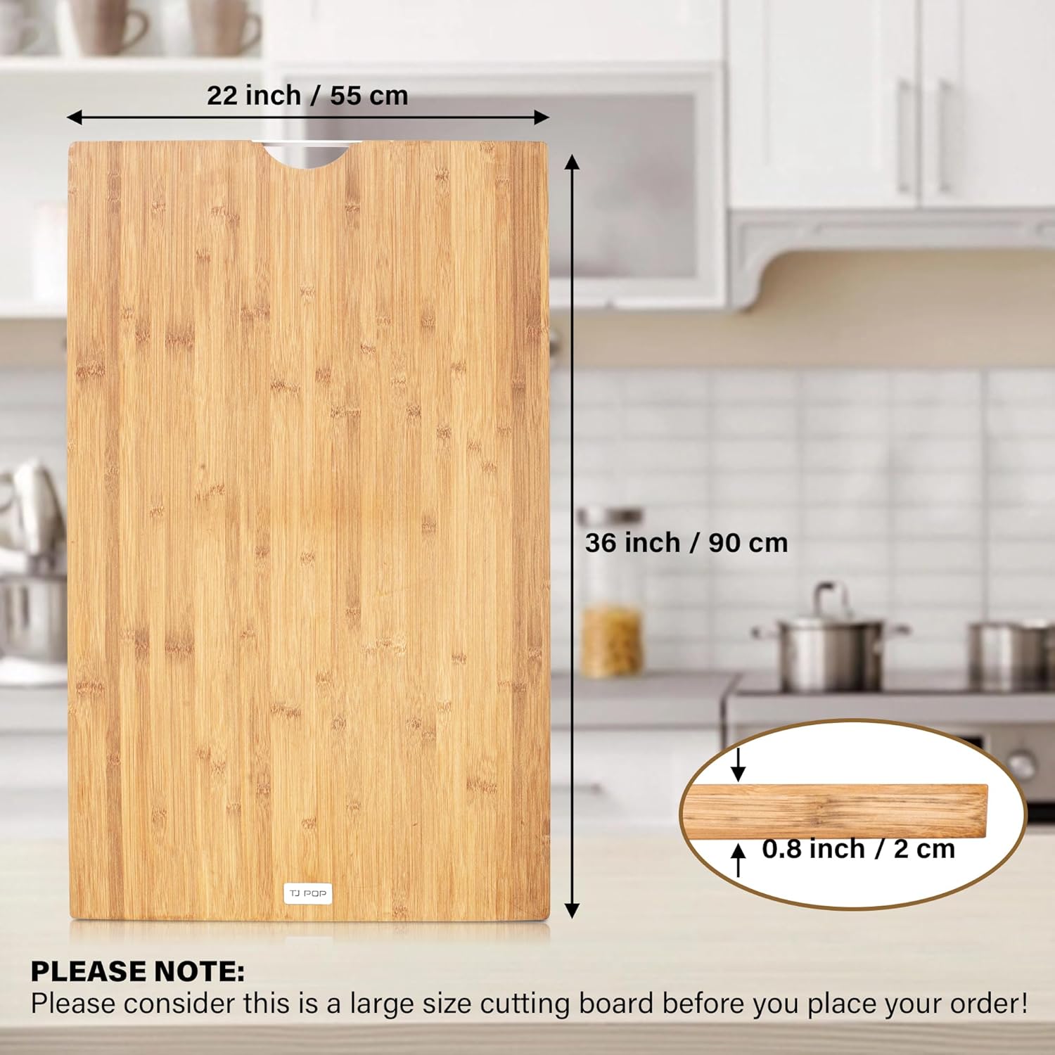 Tabla de cortar de bambú extragrande de 36 x 22 pulgadas, tabla de cortar 4XL para cocina, tabla de cortar tabla de charcutería de 0.8 pulgadas de