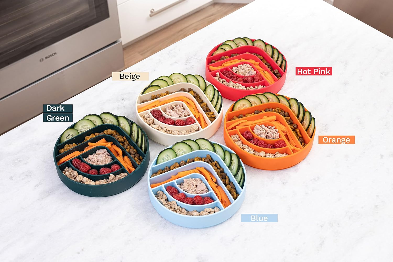 Tazones de alimentación lenta para perros de raza grande a pequeña con espátula – Tazón de silicona sin golpe para perros – Comedero para perros con