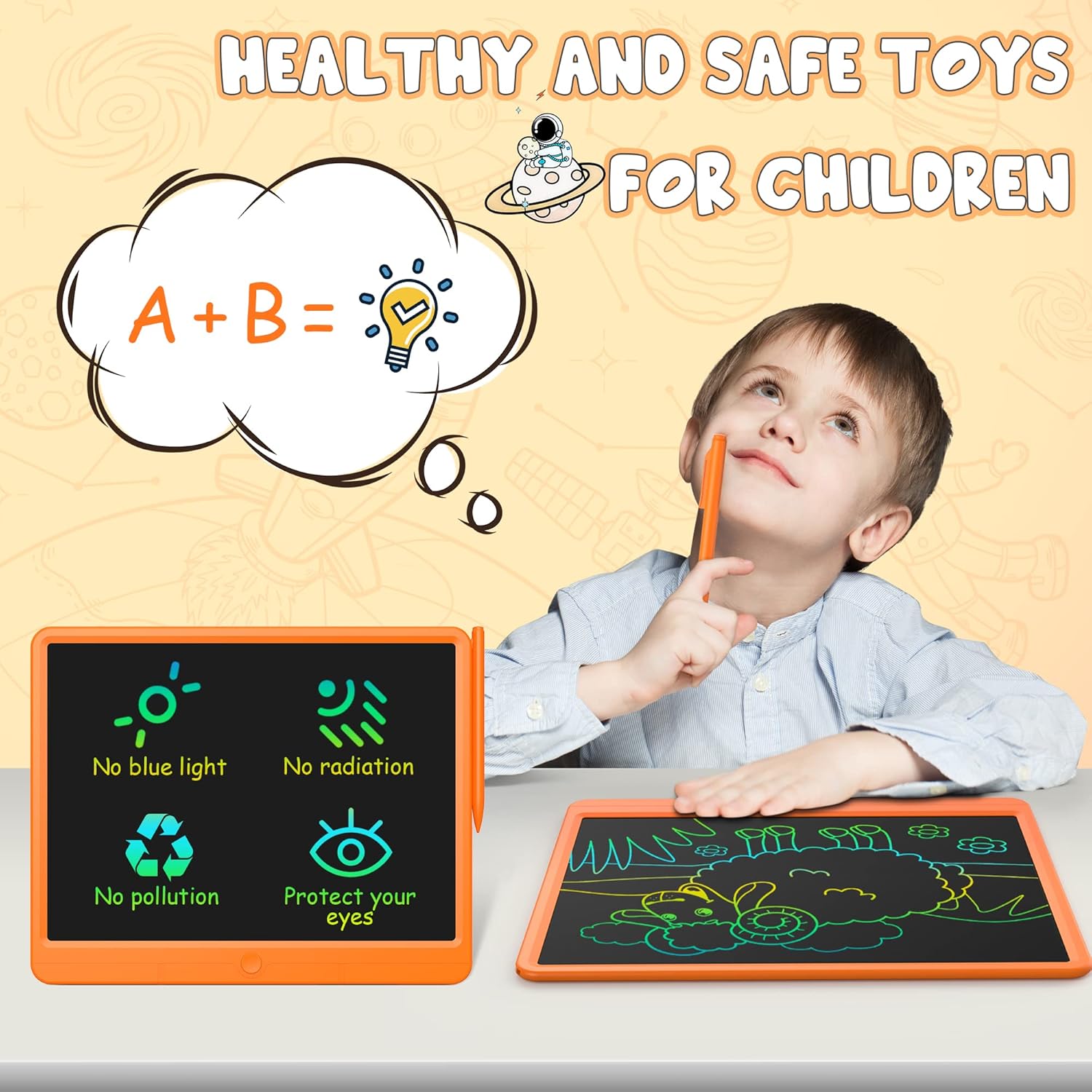 GIGART Tableta de escritura LCD para niños, tableta de dibujo de 15 pulgadas para niños, colorida tabla de dibujo borrable, regalos educativos de