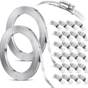 40 abrazaderas de mangueras de 200 pies, abrazaderas de engranaje helicoidal, manguera de conducto ajustable de acero inoxidable, abrazadera grande 40 abrazaderas de mangueras de 200 pies, abrazaderas de engranaje helicoidal, manguera de conducto ajustable de acero inoxidable, abrazadera grande