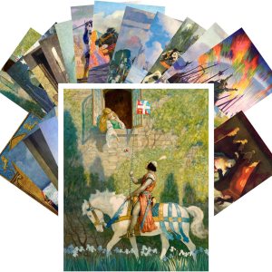Newell Convers Wyeth – Postales vintage (24 unidades), diseƱo de caballero princesa, cuentos medievales, ilustración de libro vintage Newell Convers Wyeth – Postales vintage (24 unidades), diseƱo de caballero princesa, cuentos medievales, ilustración de libro vintage