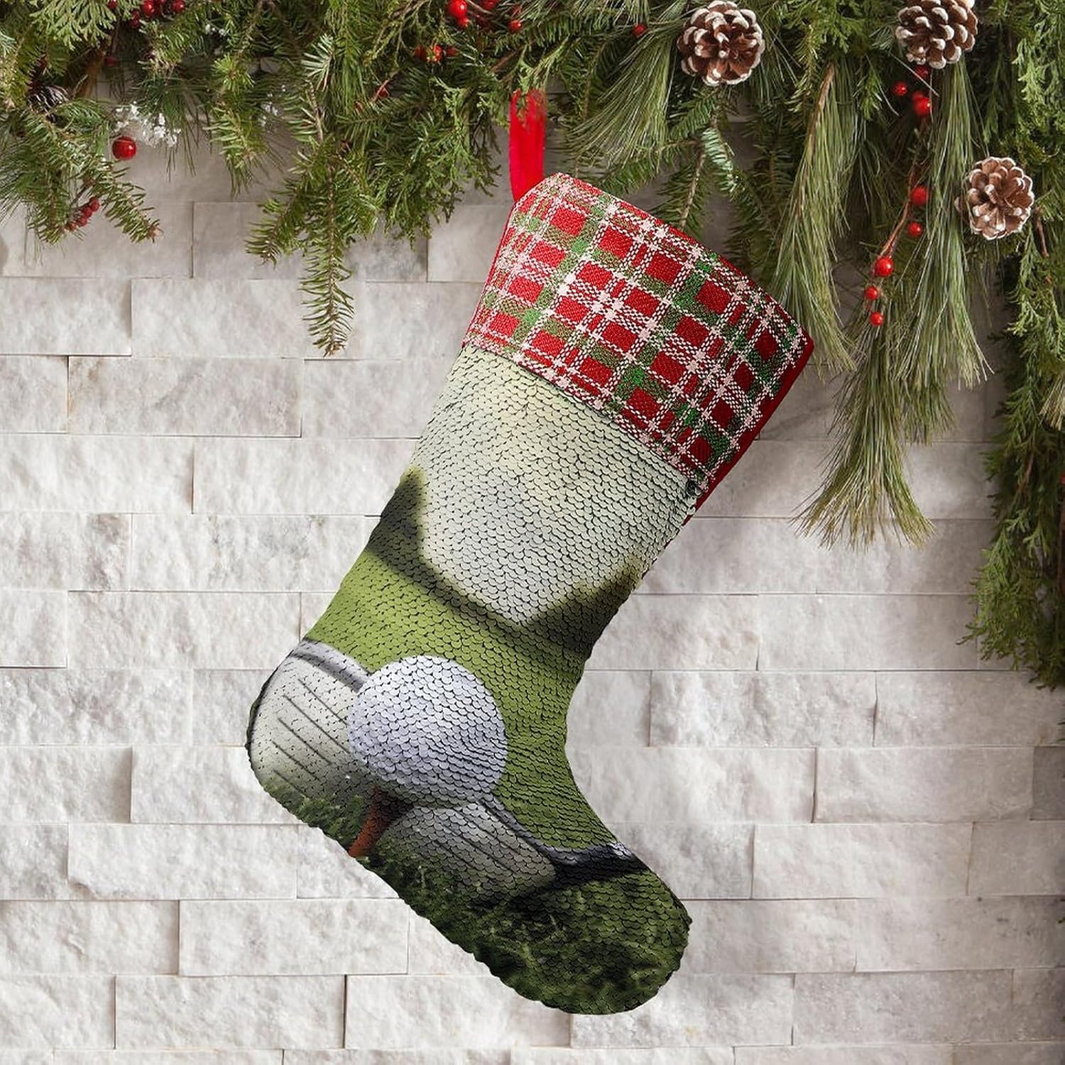 Calcetines de Navidad de golf personalizados, calcetines de Navidad grandes, decoración para regalos de fiesta de vacaciones