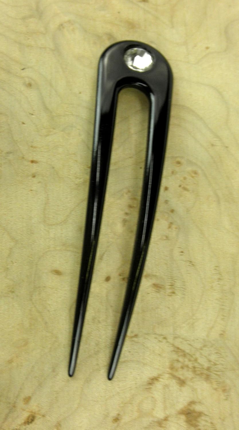 JWL Aluminio anodizado de dos puntas curvadas 4.5 “horquilla de pelo Pic Pic impermeable irrompible FPL 3.5” (negro)