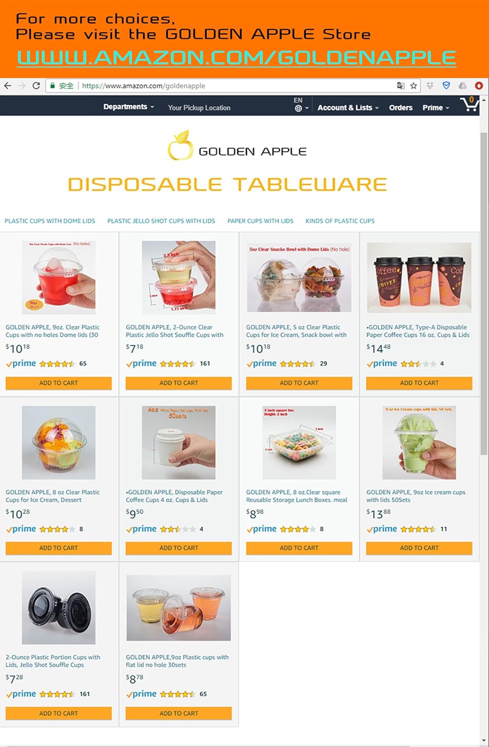 Golden Apple, vasos de plástico transparente de 8 onzas para helado, cuenco para aperitivos, 4 tipos de tazas