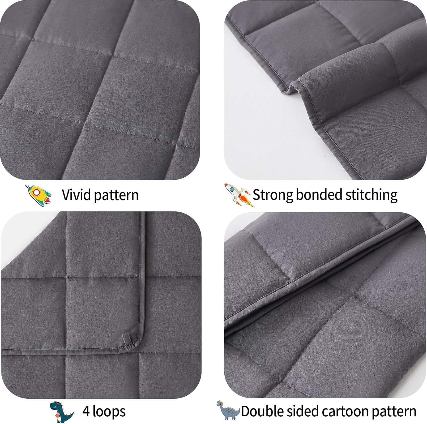 HOSUKKO Manta con peso de microfibra para niños, 10 libras, gris, 41 x 60 pulgadas