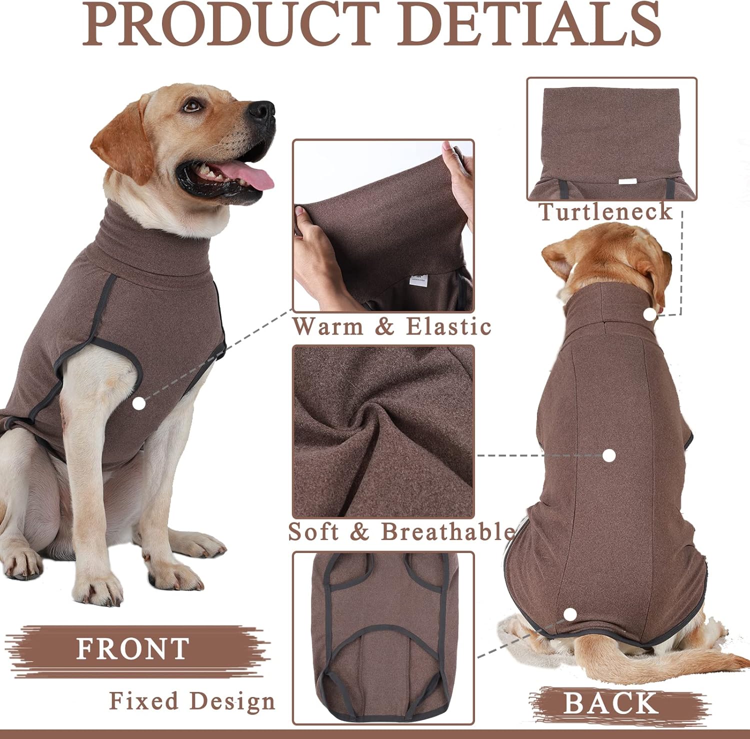 ROZKITCH Abrigo de invierno para perro, pijama suave para mascotas, resistente al viento, chaqueta cálida para clima frío, chaleco acogedor,