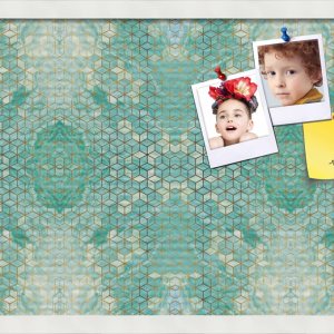 Tablón de anuncios de corcho impreso personalizado hecho de lienzo, mármol hexagonal Aqua de 24 x 16 pulgadas (tamaño completado) y enmarcado en Tablón de anuncios de corcho impreso personalizado hecho de lienzo, mármol hexagonal Aqua de 24 x 16 pulgadas (tamaño completado) y enmarcado en