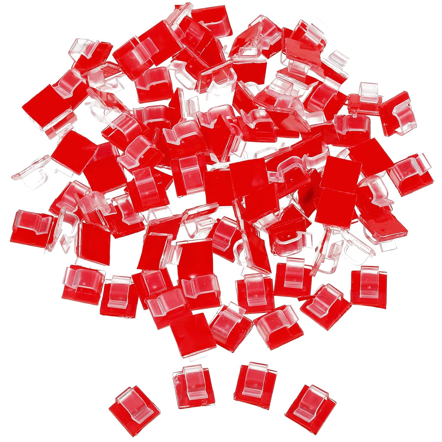 Blulu 100 clips de luz para exteriores para cadena de luces, ganchos de alambre transparentes autoadhesivos para luces colgantes, San Valentín,