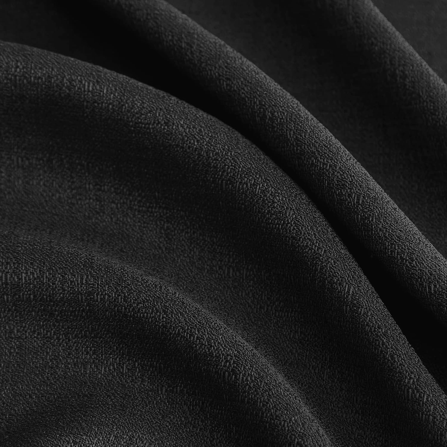 Melodieux Cortinas semitraslúcidas negras de 36 pulgadas de largo para cocina, cafetería, dormitorio, ventanas pequeñas, aspecto de lino, bolsillo