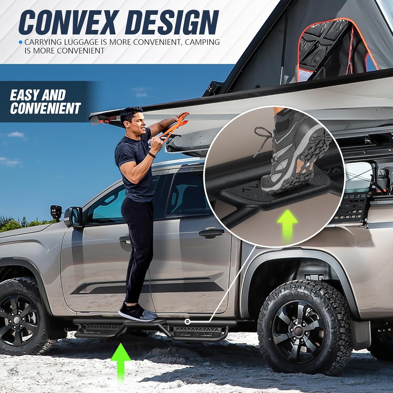 SUORTO – Estribos de dos escaleras laterales compatibles con Jeep Gladiator JT 2020, 2021, 2022, 2023, 2024, 4 puertas, barras Nerf de acero