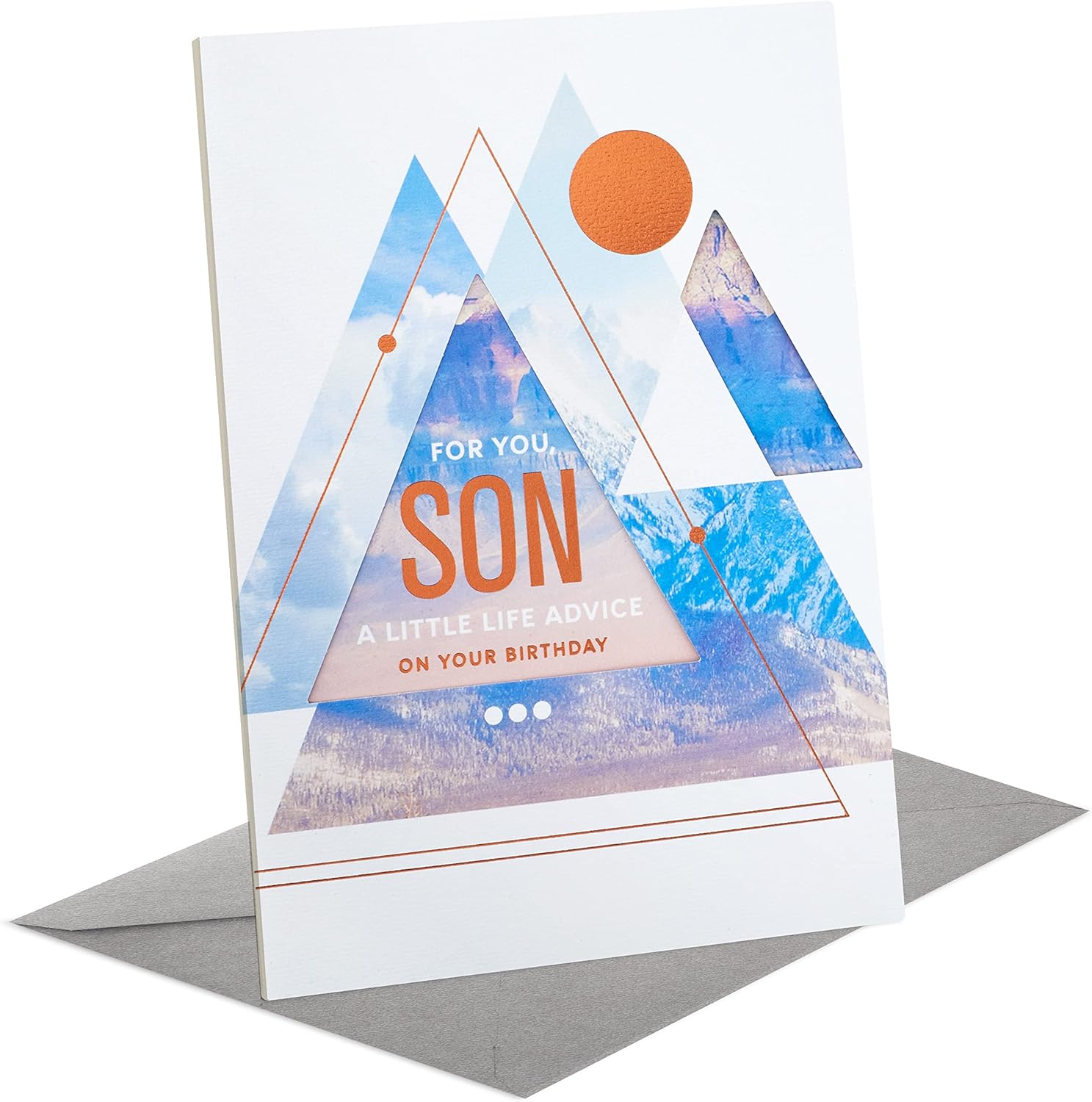 Hallmark Tarjeta de cumpleaños para hijo (decoración colgante o exhibible, montañas modernas)