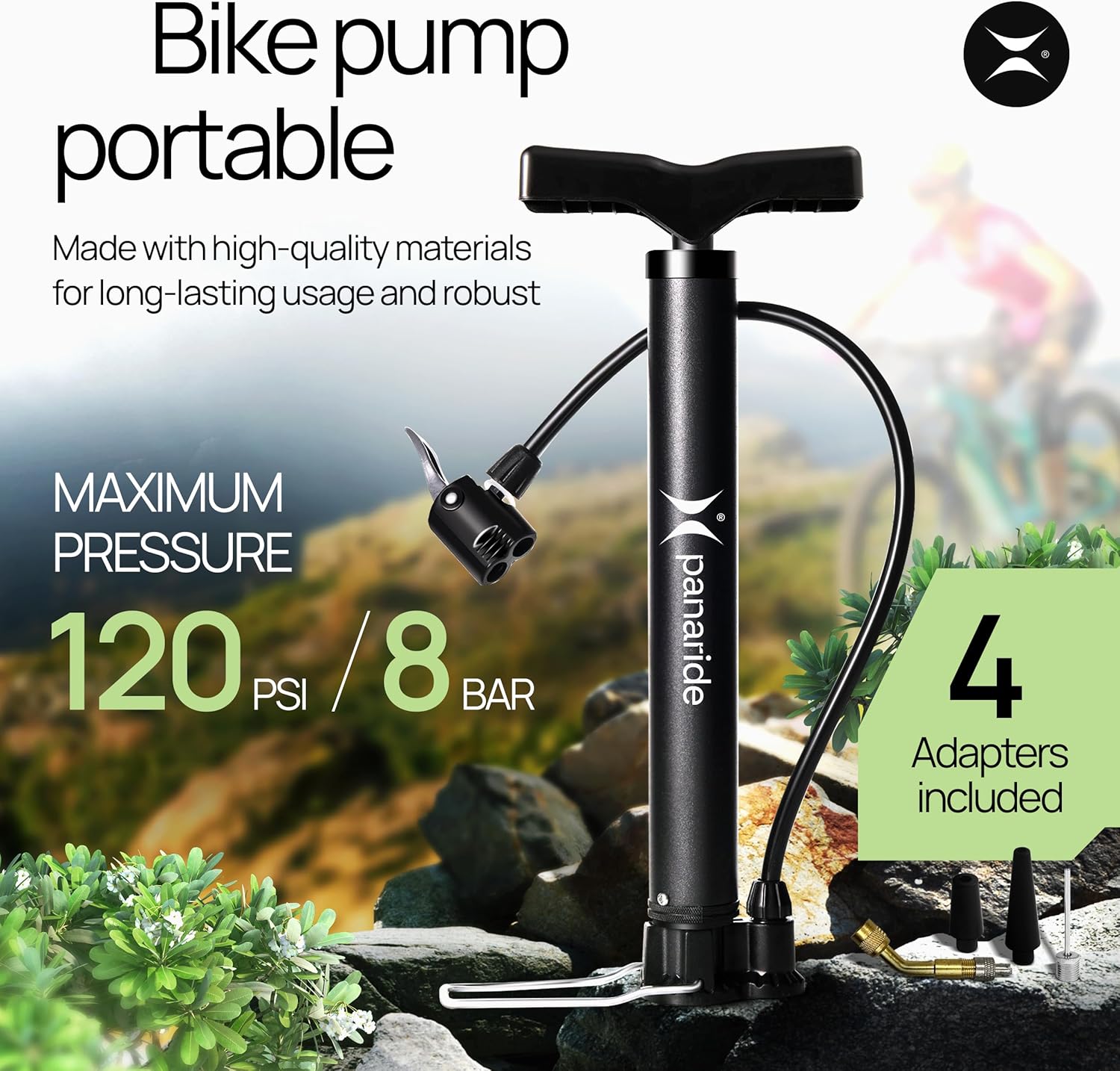 Bomba de bicicleta  Inflador avanzado de neumáticos de bicicleta  Bomba de aire manual de bicicleta con válvulas Presta y Schrader dobles  Bomba de
