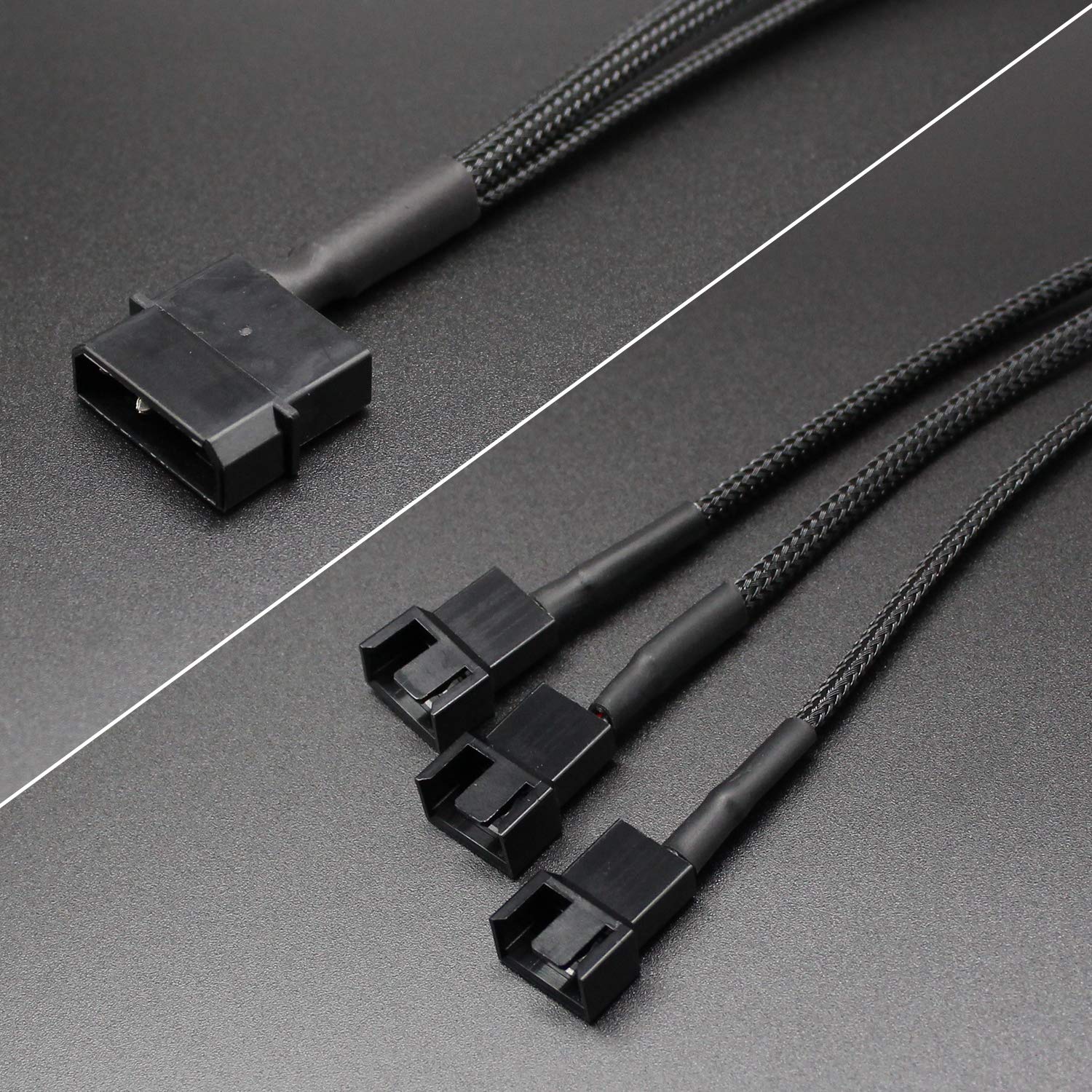 Paquete de 2 adaptadores Molex a ventilador de 3 pines o 4 pines, carcasa de computadora, cable divisor de alimentación de 10 pulgadas