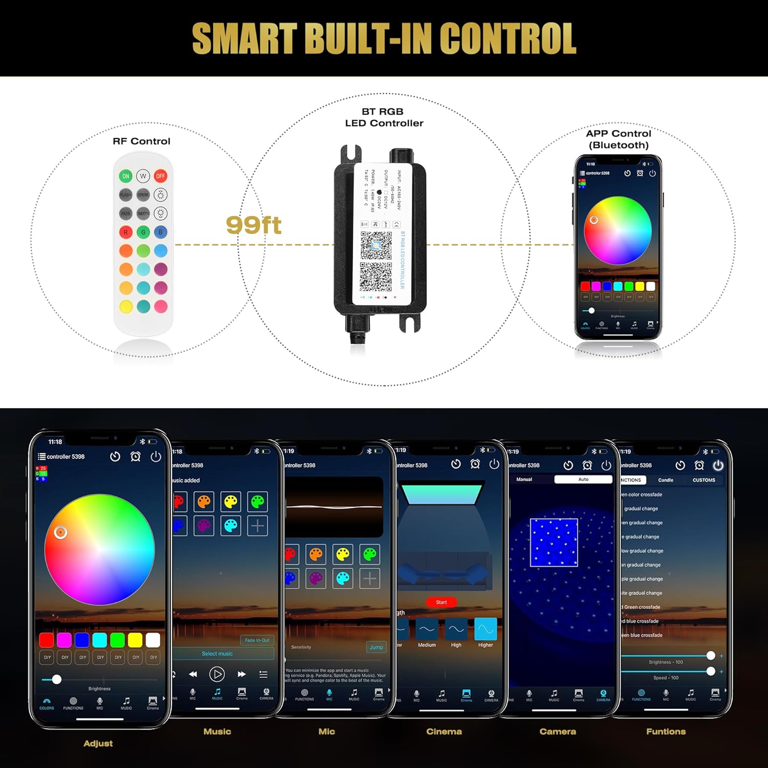 P3-0 Luz LED para piscina con control remoto RF, 24W 3000LM 4 pulgadas, RGB regulable luz sumergible subacuática con imanes, luz impermeable IP68