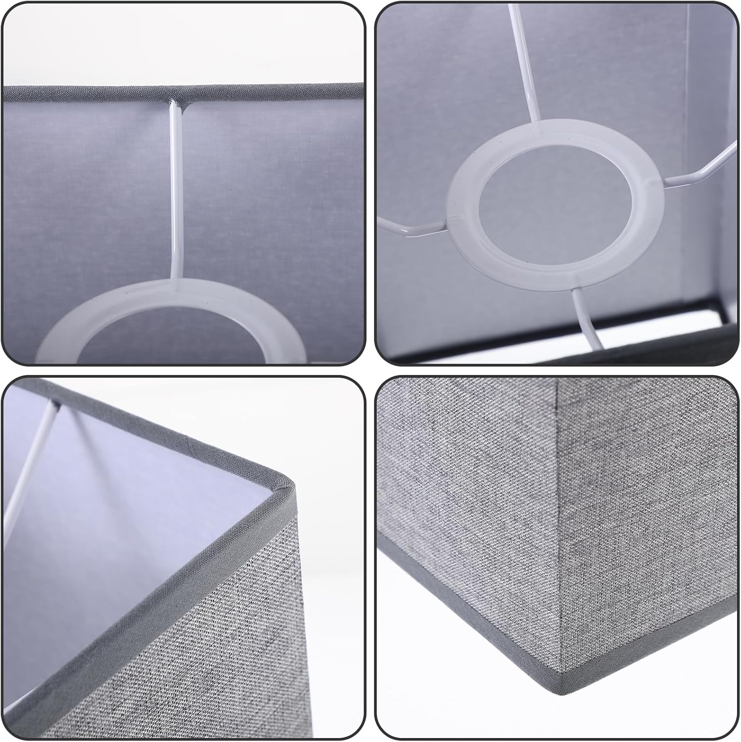 Ciieeo Pantalla de lino de repuesto, 1 unidad, pantallas cuadradas de lino, pantalla de tambor desmontable para lámpara de mesa, lámpara de pie de