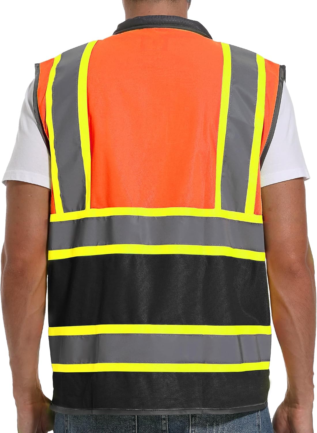 ArcRidge Chaleco de seguridad reflectante para hombres y mujeres, chaleco de construcción de alta visibilidad clase 2, tiras reflectantes de doble