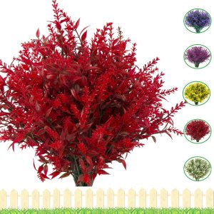12 racimos de flores artificiales para exteriores con protección UV, utilizadas para decorar flores artificiales violetas (rojo 2) 12 racimos de flores artificiales para exteriores con protección UV, utilizadas para decorar flores artificiales violetas (rojo 2)
