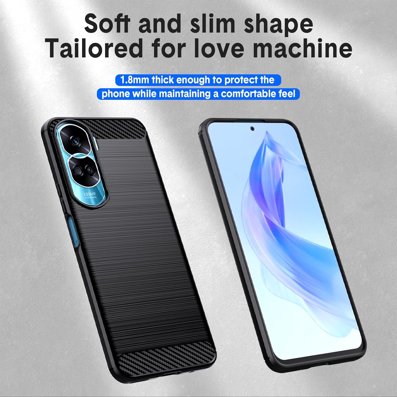 Natbok Funda compatible con Honor 90 Lite, TPU flexible textura cepillada antideslizante protección militar a prueba de golpes, funda delgada para