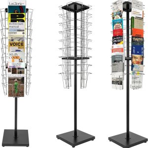 Revistero giratorio de 36 bolsillos para libros, soporte de exhibición para catálogo, literatura, almacenamiento de libros para organizador de Revistero giratorio de 36 bolsillos para libros, soporte de exhibición para catálogo, literatura, almacenamiento de libros para organizador de