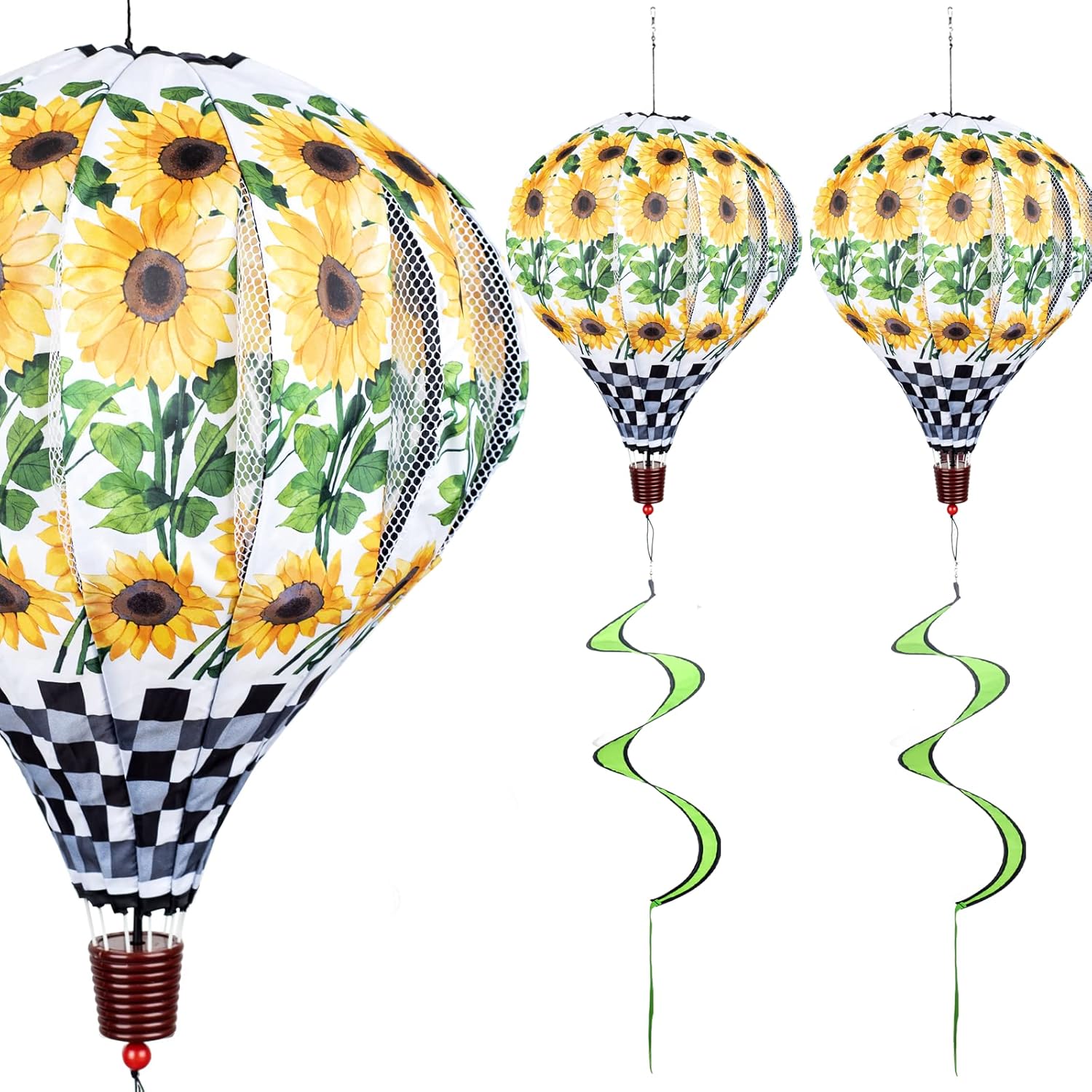 Girasol gigante globo aerostático para jardín, molinetes grandes, molinillos de viento Whirligigs juguetes para niños, decoración de patio,