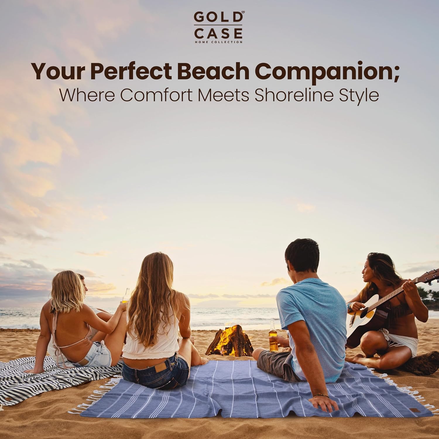 Gold Case Lycia – Toalla pestemal turca multiusos de 100 % algodón para baño, playa, 70 x 38 pulgadas, tamaño XXL, azul marino, juego de 6
