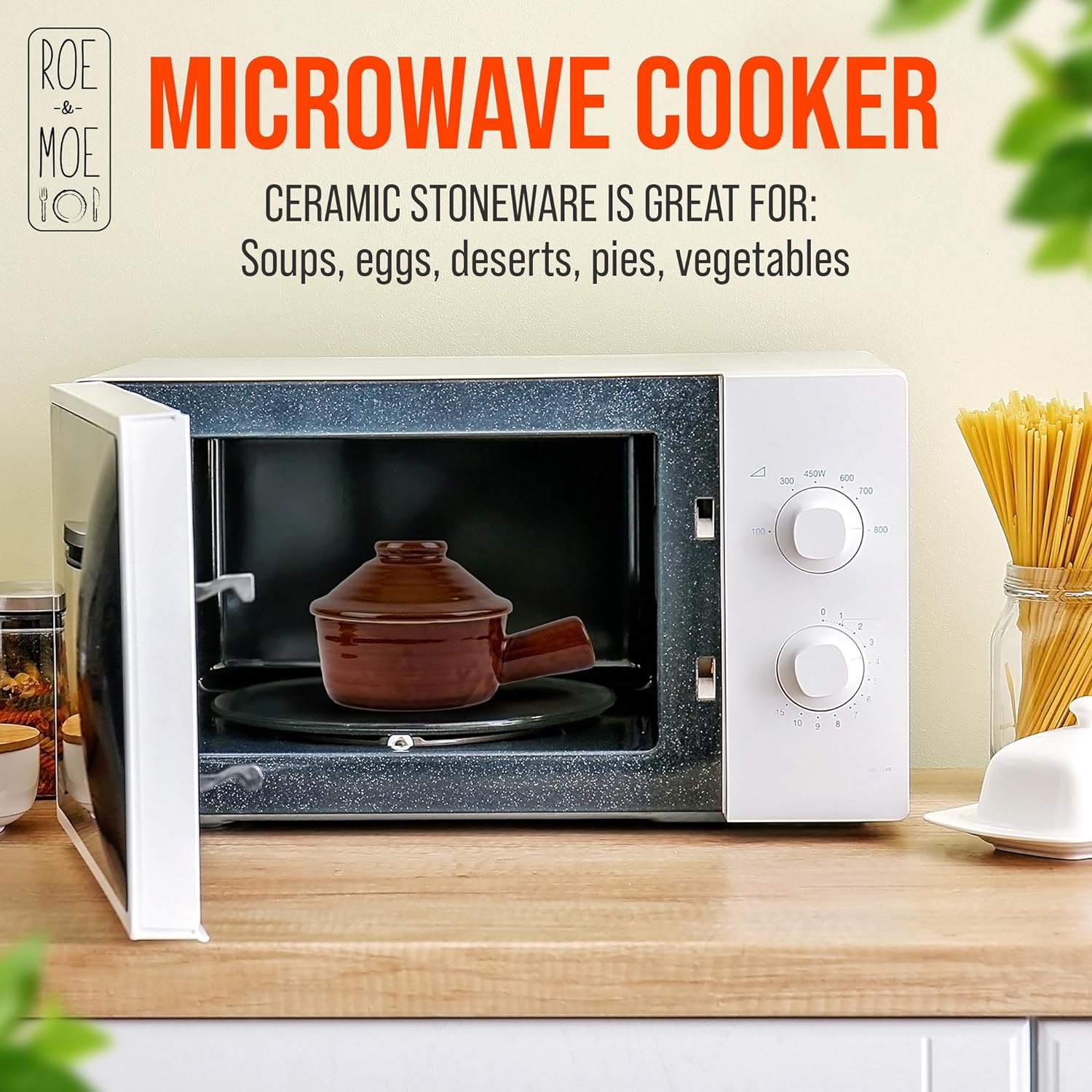 Roe & Moe Olla para huevos  Antiadherente, cerámica para microondas con tapa de chimenea y mango hueco. Reimagina el desayuno con huevos perfectos y