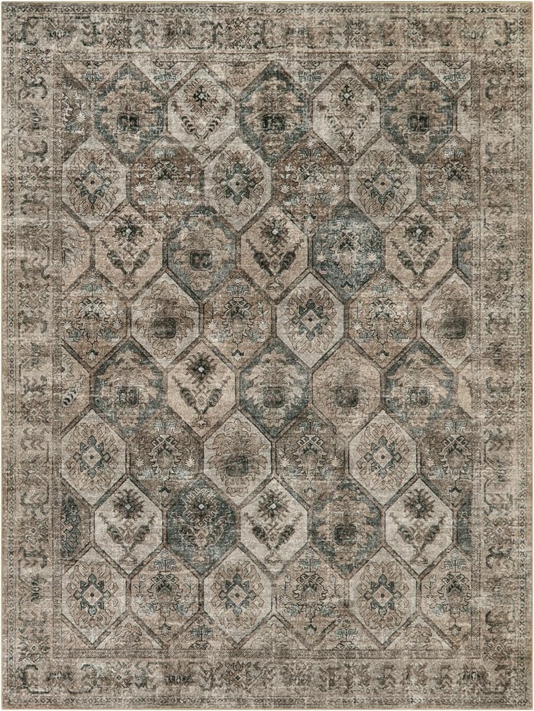 Lahome Alfombra de área de 9 x 12 pies para sala de estar, alfombras grandes para dormitorio, bohemio, marroquí, floral, suave, antideslizante, no