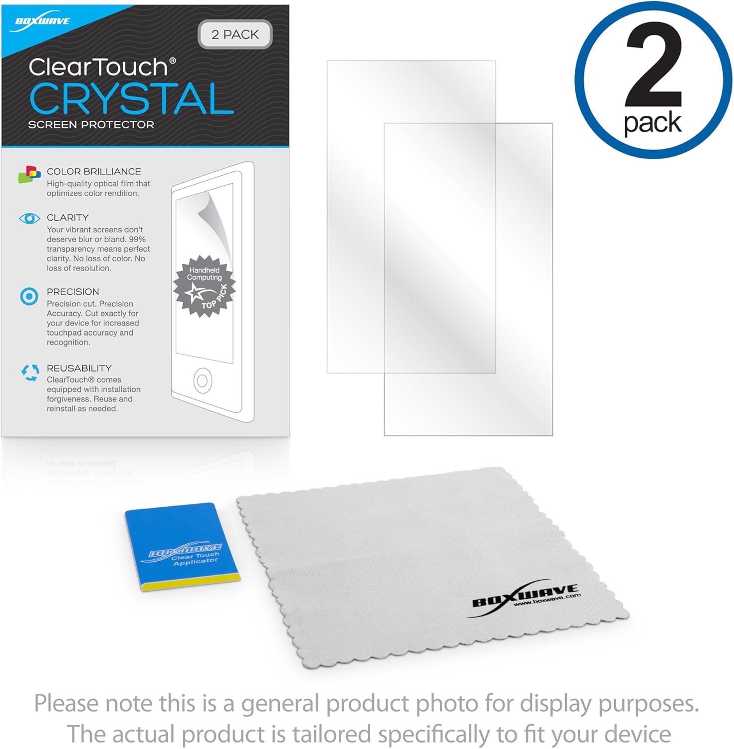 BoxWave Protector de pantalla compatible con Fossil Q Marshal (protector de pantalla ClearTouch Crystal (paquete de 2), película HD, protege de