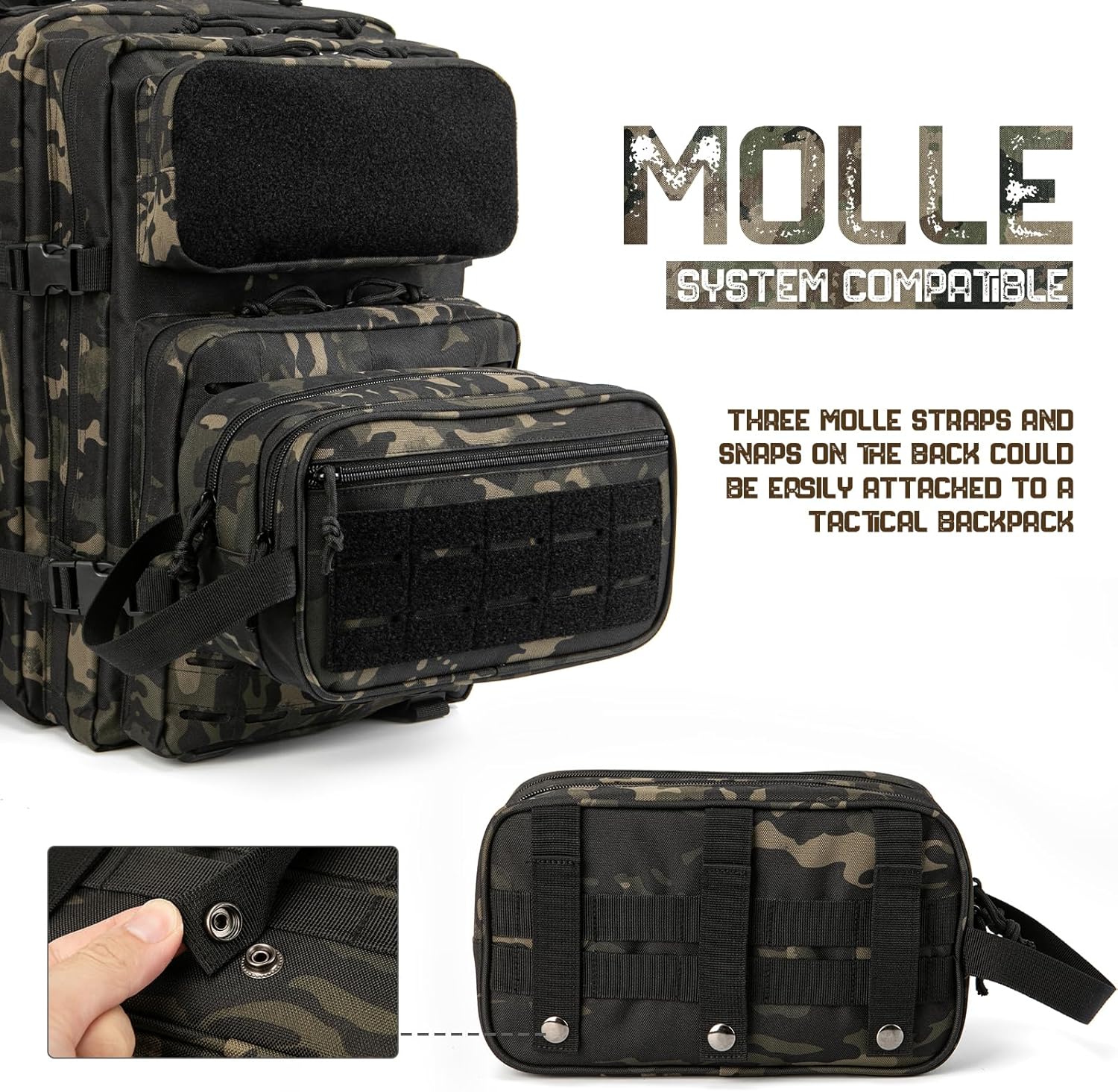 QT&QY Neceser táctico para hombre, bolsa de higiene EDC herramienta militar Molle bolsas pequeñas Dopp Kit de afeitado para hombre Bolsas de ducha