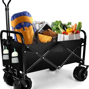 YSSOA Carro plegable plegable, vagón de playa para arena con ruedas grandes, carro de utilidad plegable resistente, carrito de jardín portátil con YSSOA Carro plegable plegable, vagón de playa para arena con ruedas grandes, carro de utilidad plegable resistente, carrito de jardín portátil con