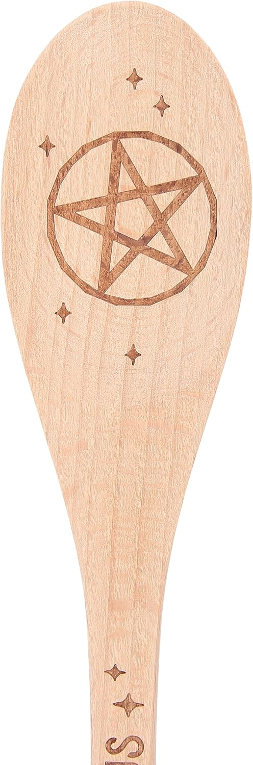 Encanta tu cocina con una cuchara mágica de pentagrama de madera, cuchara de madera con temática de bruja, utensilio de cocina decorativo, regalo de