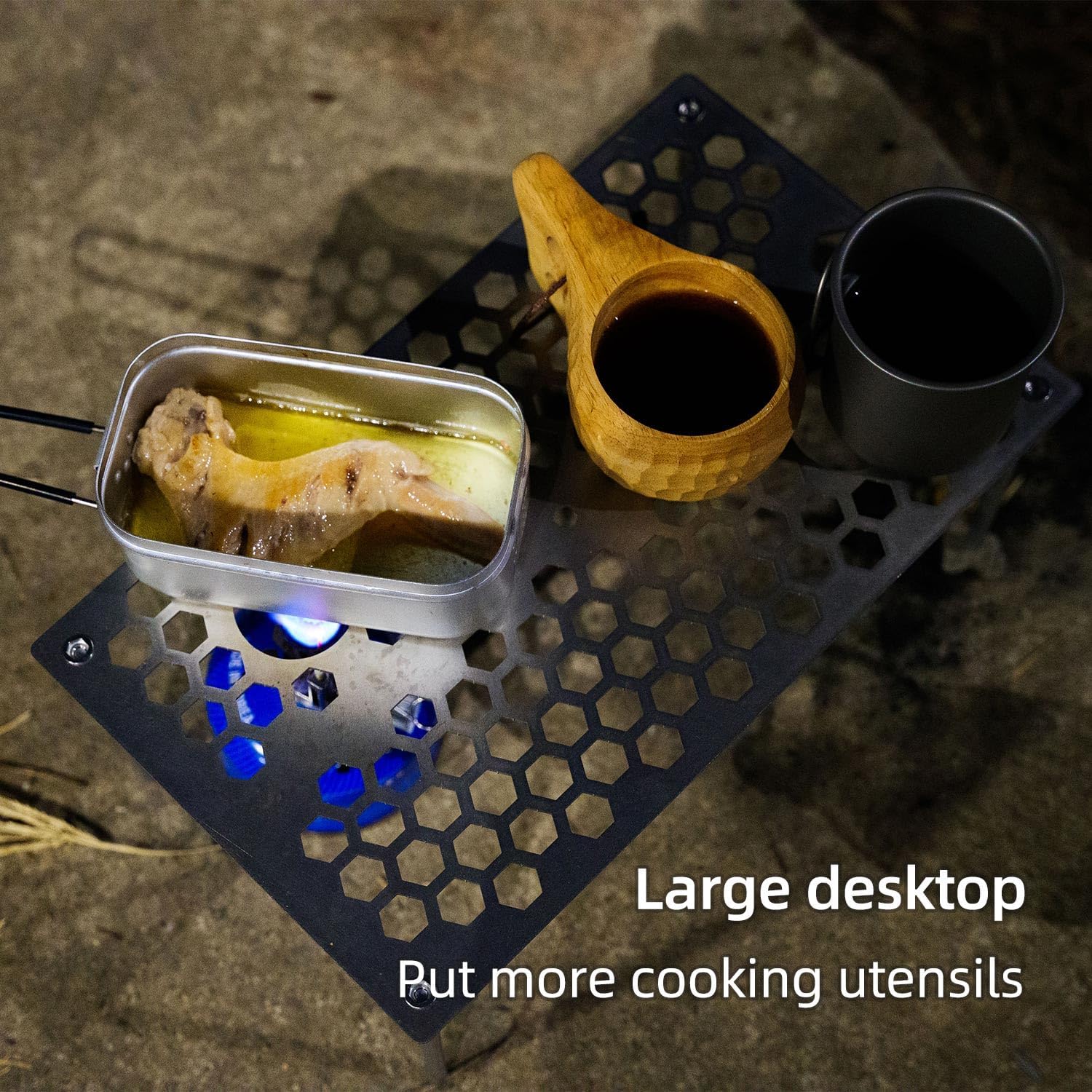 Mesa de camping plegable de titanio, mesa plegable ultraligera con escritorio de malla, mesa portátil al aire libre para camping, senderismo y