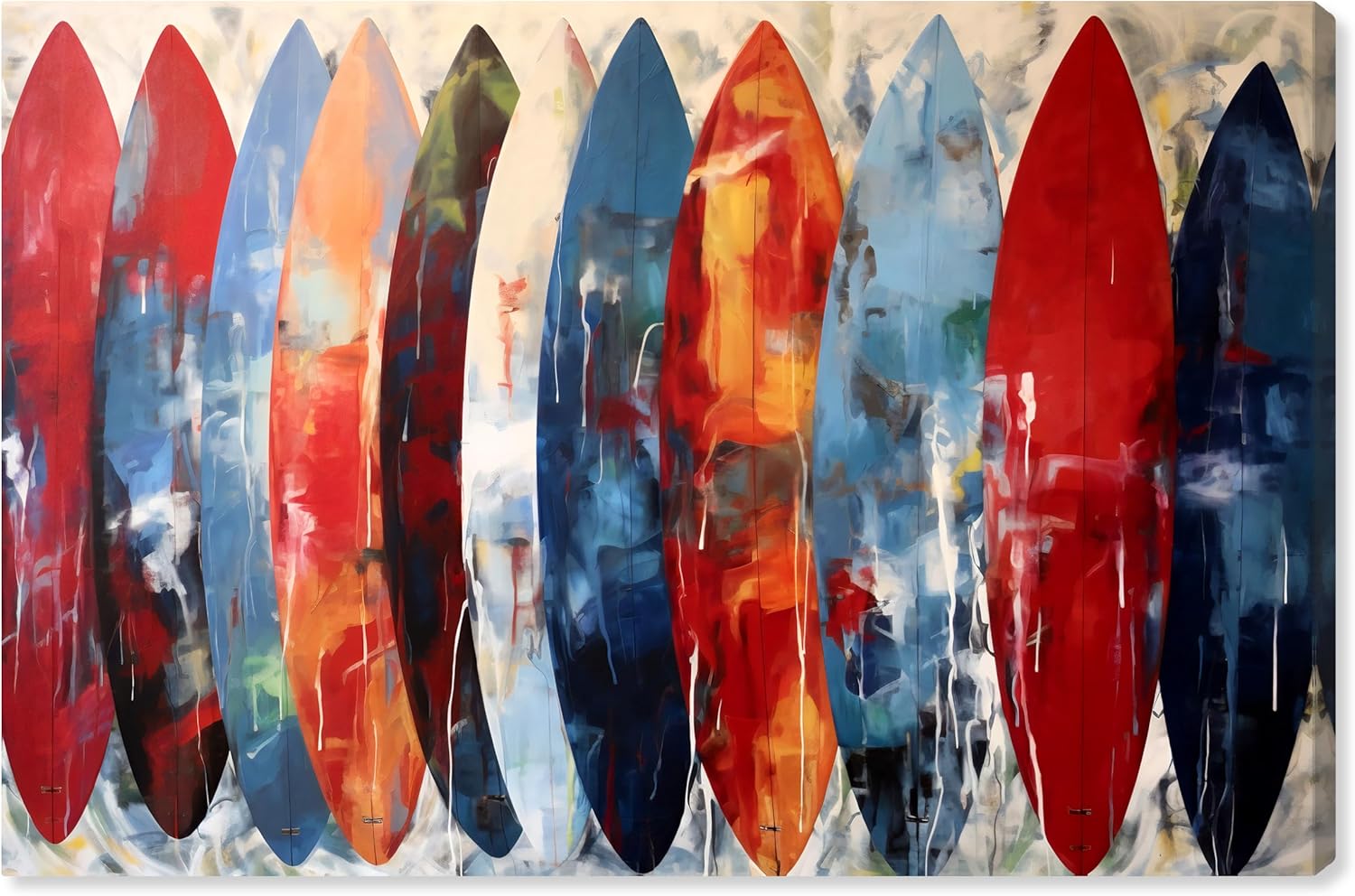 Wynwood Studio Sports and Teams – Lienzo decorativo contemporáneo envuelto, escaparate de tablas de surf, arte de pared para sala de estar,