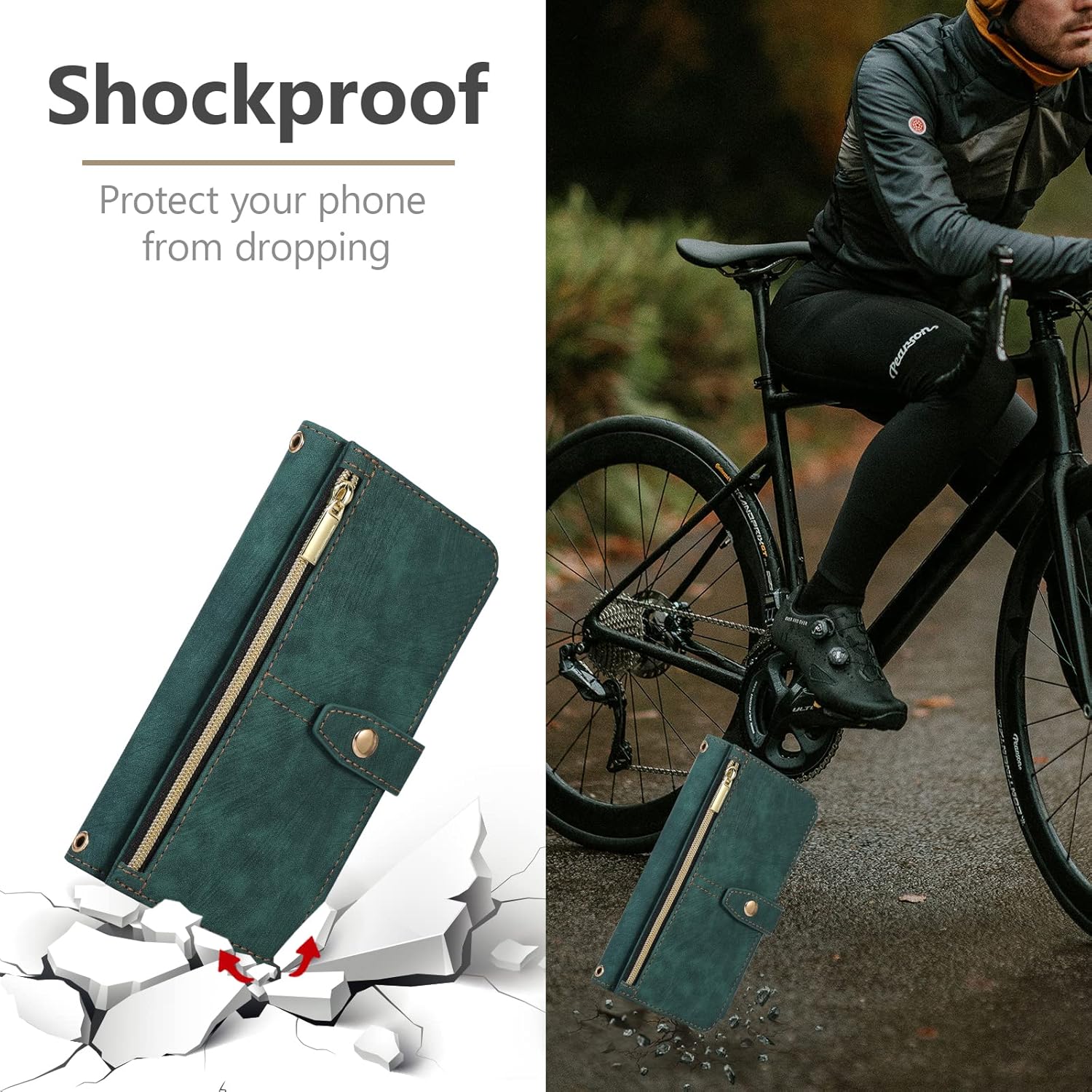 UEEBAI Funda para Samsung Galaxy A12 5GSamsung Galaxy M12, 9 ranuras para tarjetas Cartera de cuero a prueba de golpes Flip Cover con correa de mano
