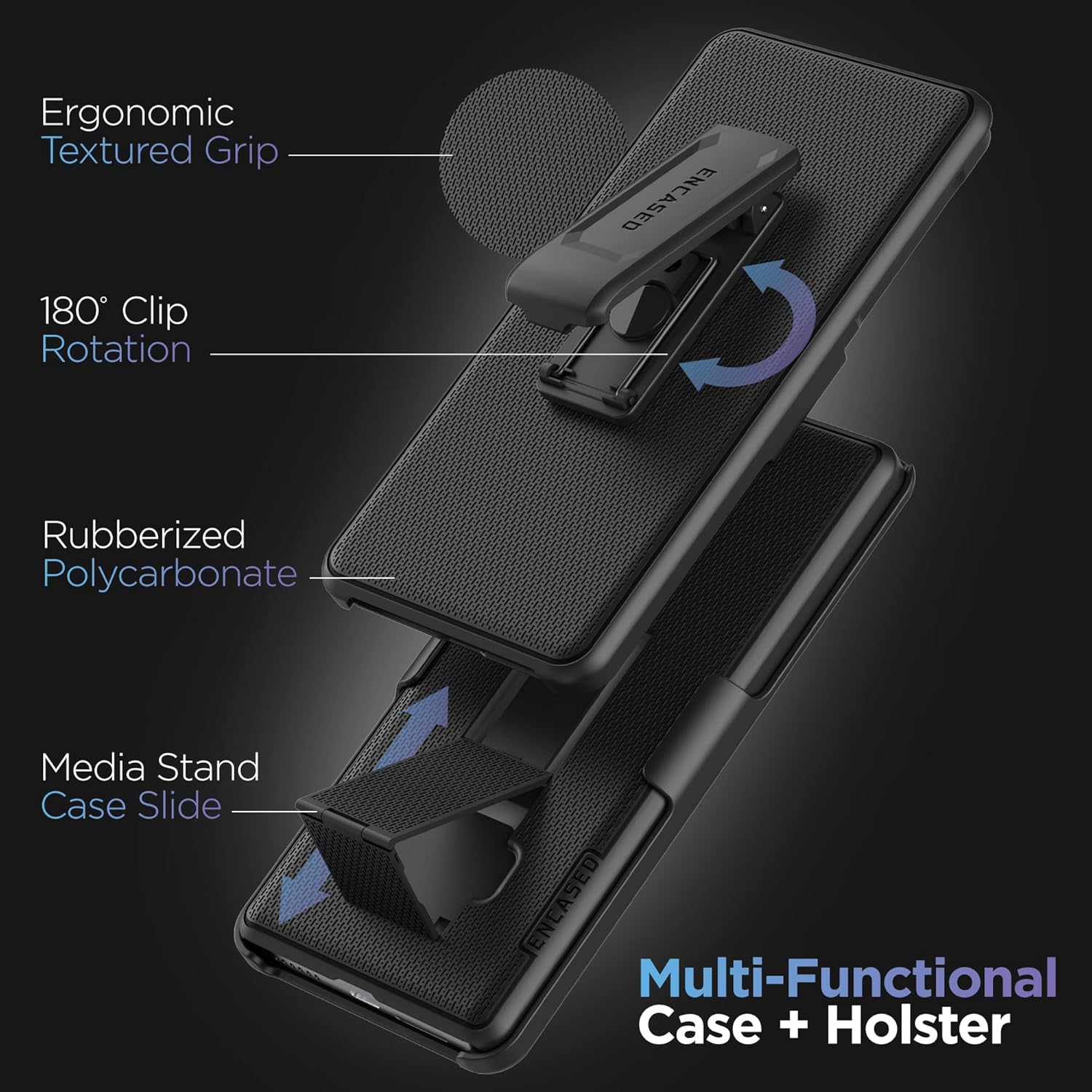 DuraClip – Funda para cinturón para Google Pixel 8 Pro con clip de funda y soporte para teléfono, color negro