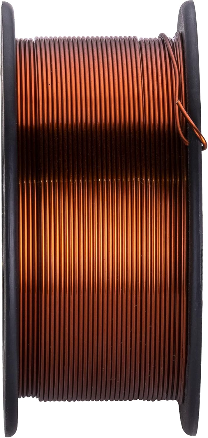 Alambre magnético 18 AWG – Alambre de bobinado magnético esmaltado -100% cobre – 1.0 lb – 0.0431″ Diámetro – Clasificación de temperatura 392.0 F