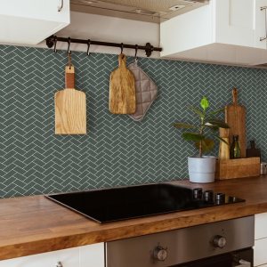 WOOHOOROO Home Kitchen Backsplash – Azulejos de ladrillo de espiga verde para despegar y pegar, adhesivo autoadhesivo para pared, decoración WOOHOOROO Home Kitchen Backsplash – Azulejos de ladrillo de espiga verde para despegar y pegar, adhesivo autoadhesivo para pared, decoración