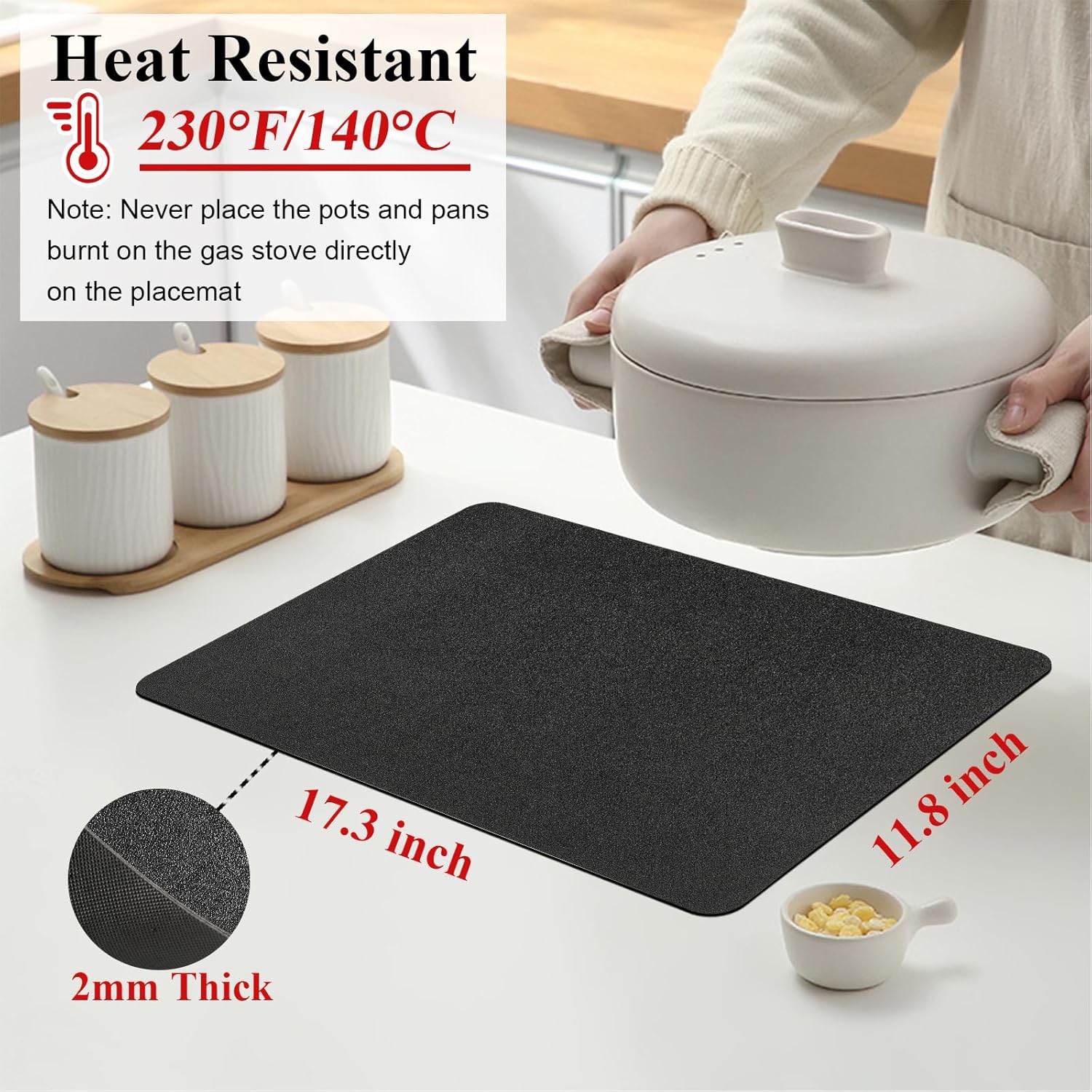 SHACOS Juego de 6 manteles individuales de piel sintética resistentes al calor para mesa de comedor, antideslizantes, lavables, para cocina, mesa de