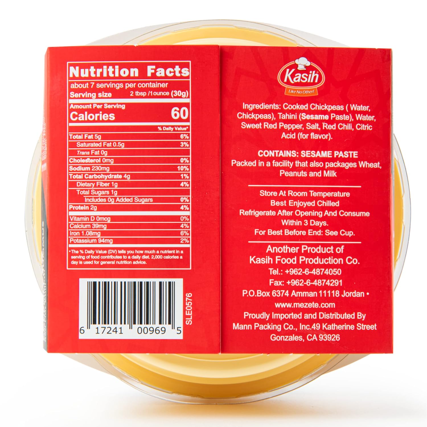 Mezete Hummus de chile rojo vivo, 100% totalmente natural, salsa vegana rica en Tahini sin conservantes, sin gluten, estable en el estante y no