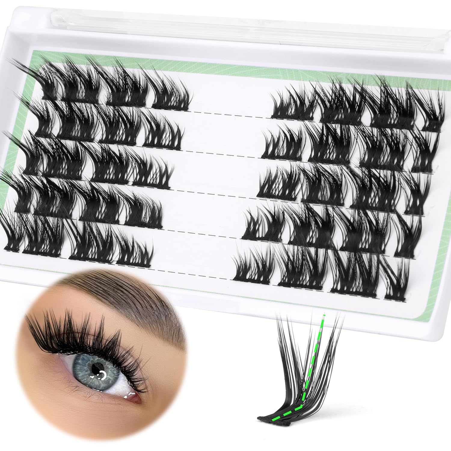 Extensiones de pestañas de bricolaje, pestañas en racimo de pestañas rizadas en L, ojos de gato, pestañas individuales, esponjosas y finas,