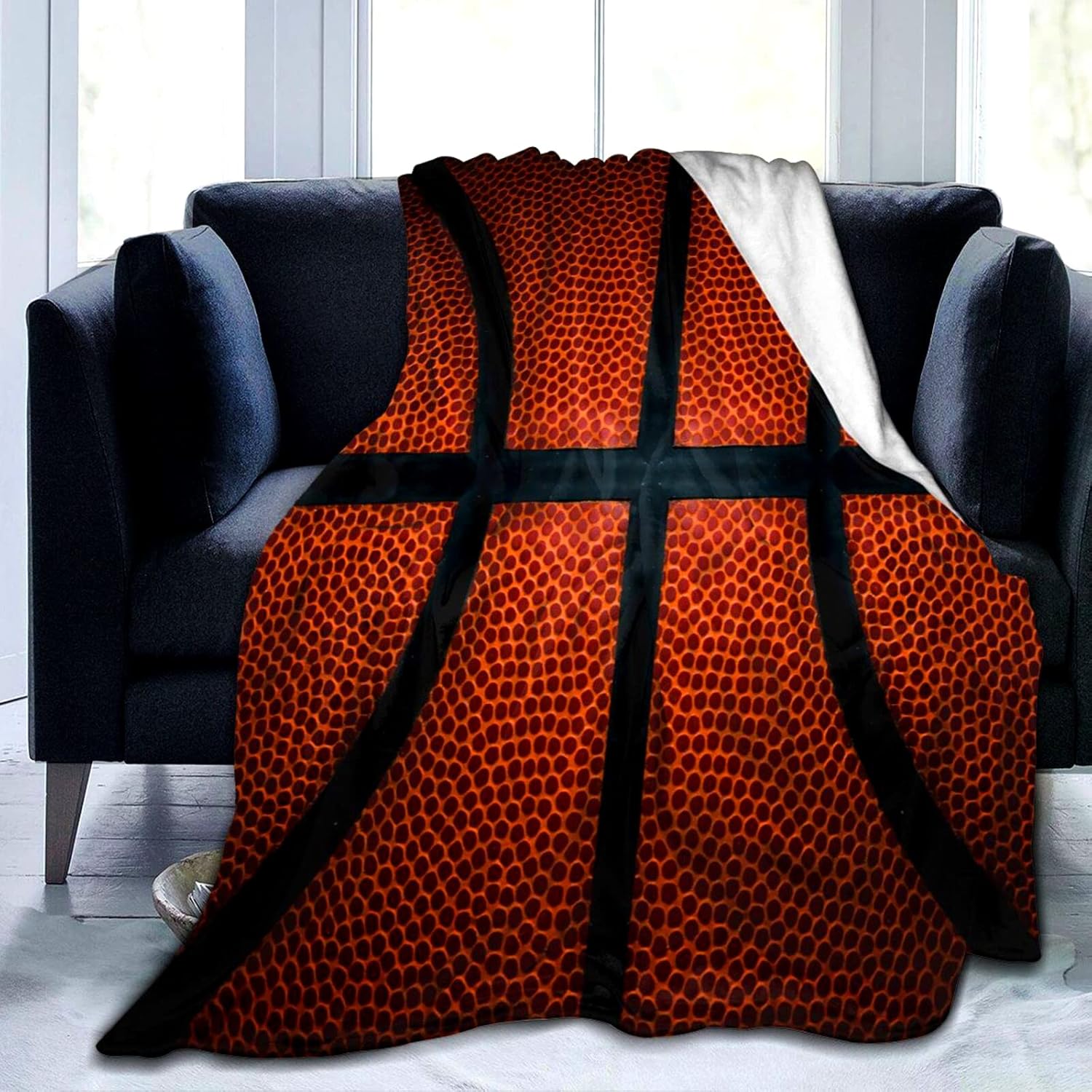 Manta de baloncesto de franela suave con diseño divertido de pelota deportiva, ligera, acogedora, decoración del hogar, ropa de cama para regalos,