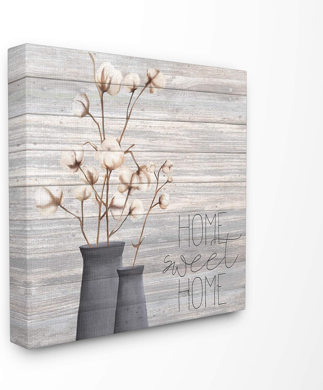 Stupell Industries Grey Sweet Home – Lienzo decorativo para pared, diseño de flores en jarrón, 17 x 17 pulgadas