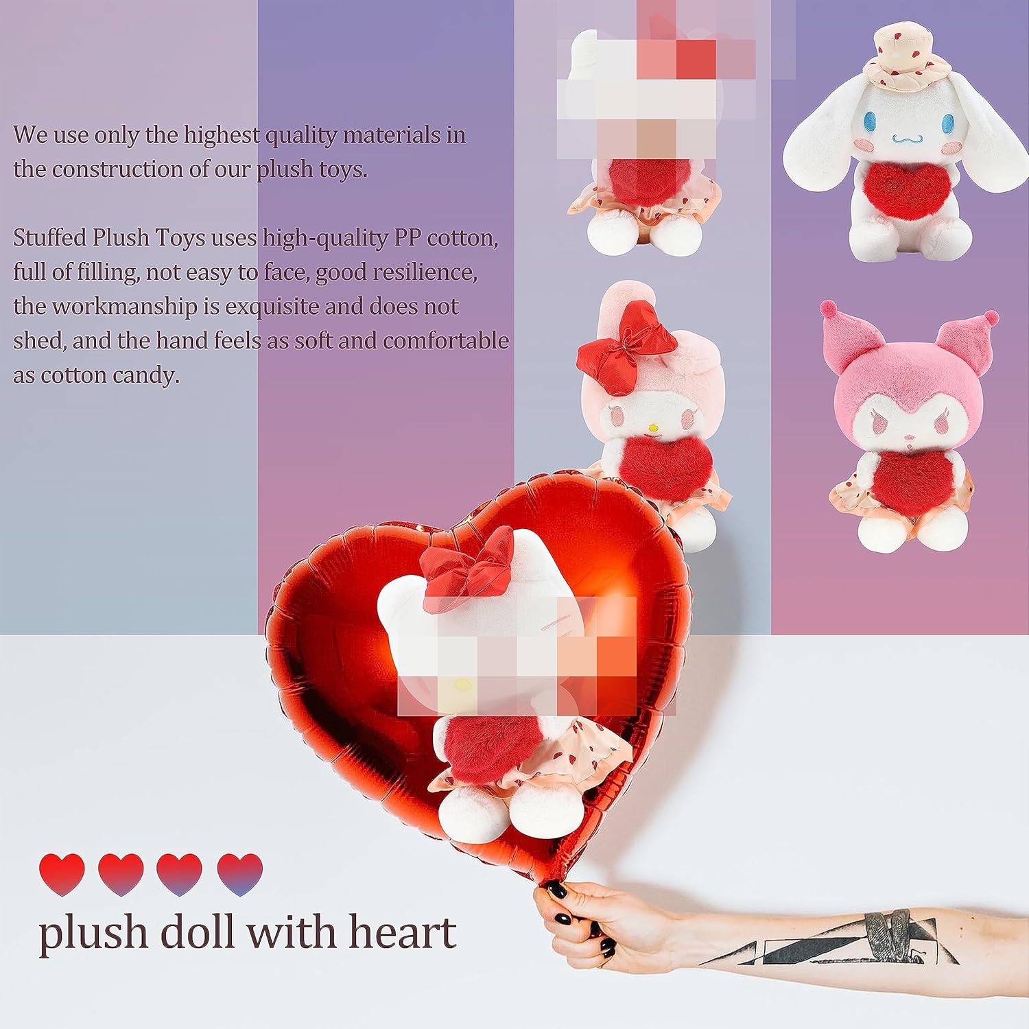 Ahlsense Lindo animal de peluche con corazón suave Kawaii, juguetes de peluche para niños, regalos de San Valentín para niñas, amantes de la