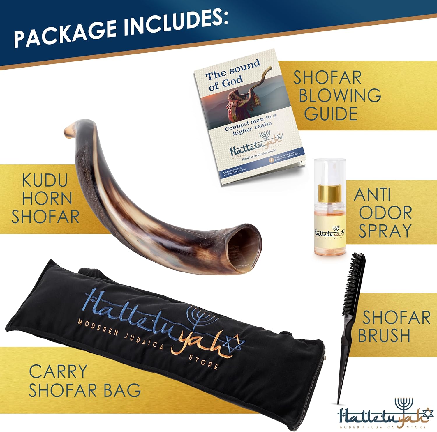 HalleluYAH Kudu Shofar medio pulido Kosher original  De Israel