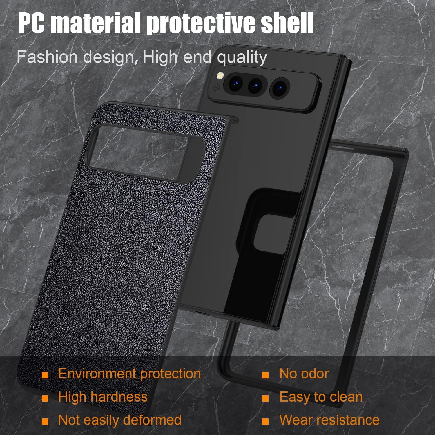 Funda para Google Pixel Fold, funda de cuero premium para teléfono con diseño retro para Google Pixel Fold 5G (negro)